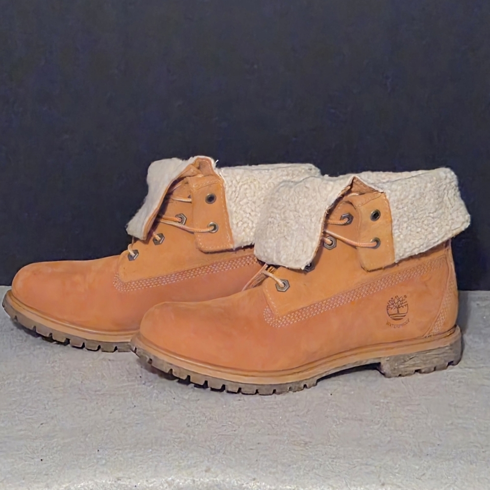 Timberland Lined Roll Top Waterproof Workboots, Wmns 9, Wheat/Nubuck, Exc. Cond!
